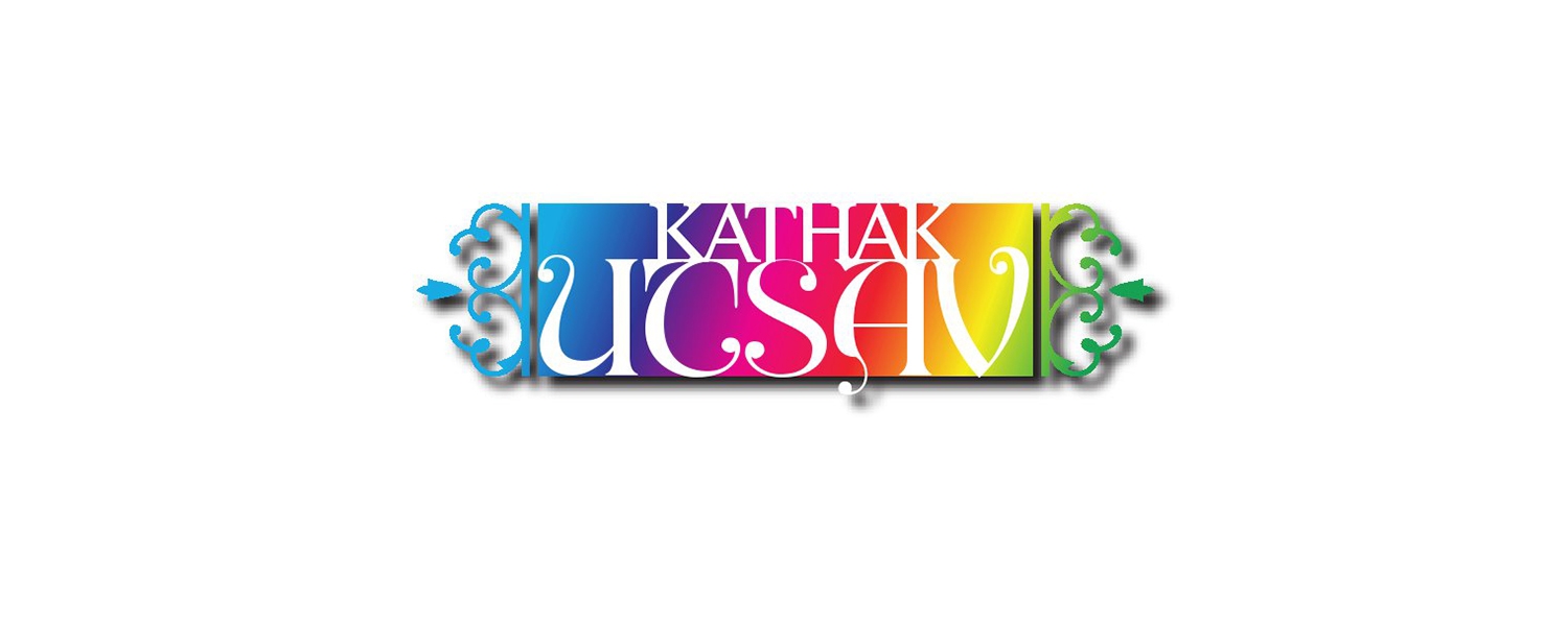 against a rainbow background are the words Kathak Utsav