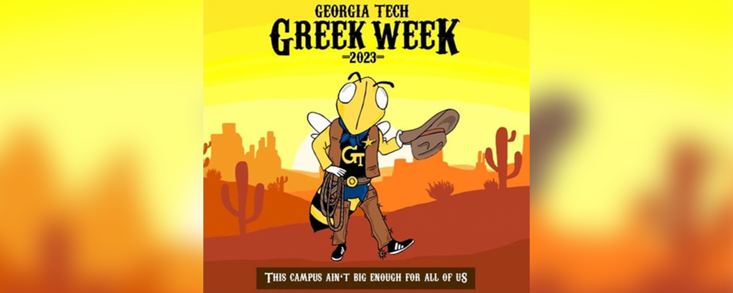 A drawing of a yellow jacket in human form, wearing a wild west costume.