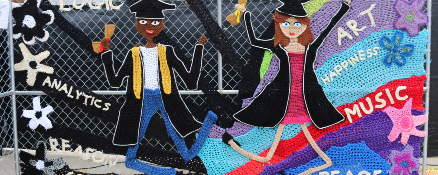 The Yarnbombing installation.