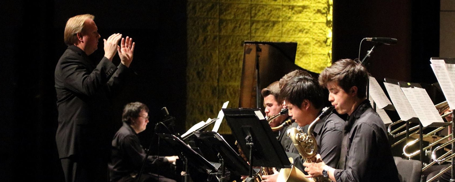 Group of musicians gathered on stage playing various instruments