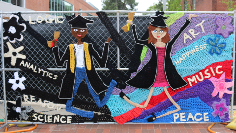 The Yarnbombing installation.