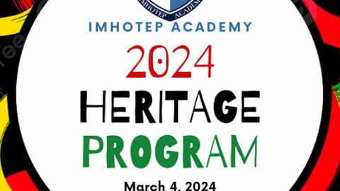 Graphic reading 2024 heritage program with yellow red and green abstract lines on black back ground