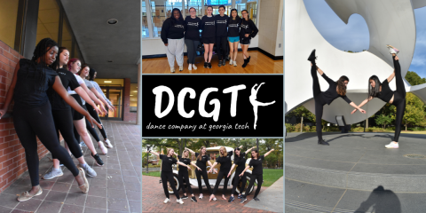 College of photos of dancers with Dance Company at Georgia Tech logo in center