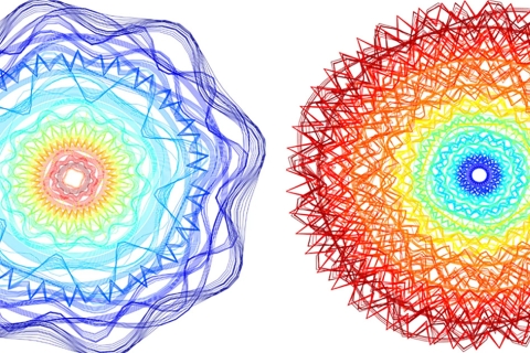 multi-colored pen and ink drawings of circular patterns